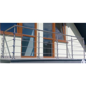 Balustrada balkonowa stal nierdzewna 42,4x2 mm 4 wypełnienia poziome (montaż płaski)